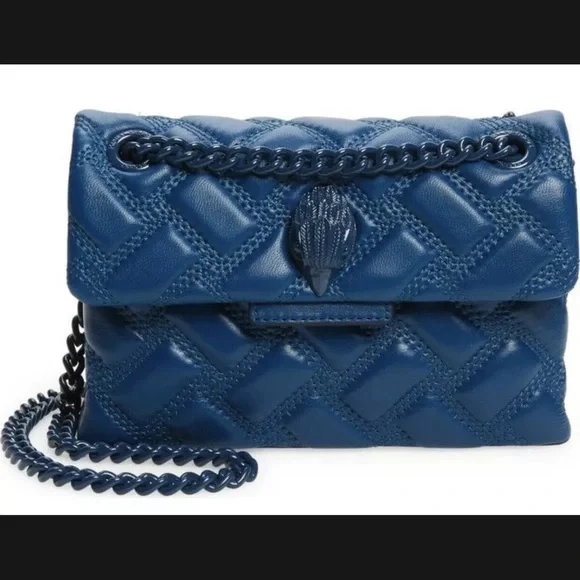 Kurt Geiger London Mini Kensington Leather Drench Blue Convertible Crossbody Bag - Picture 1 of 8